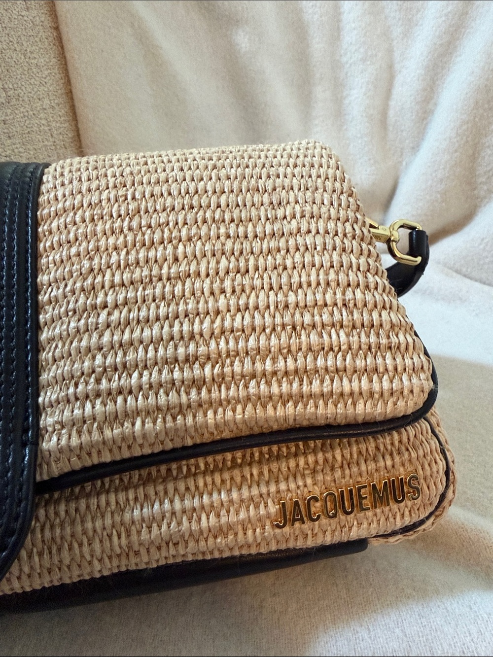 Jacquemus woven straw & black leather trimmed bag - Picture 4 of 11